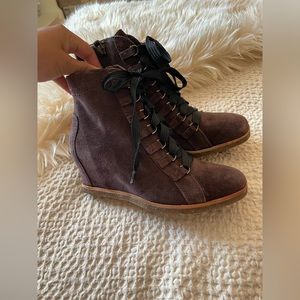 Chocolate brown suede booties